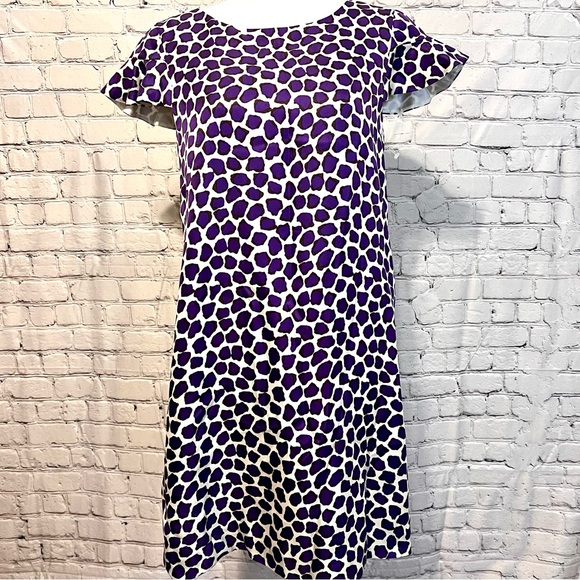 KATE SPADE silk dress shift leopard print Size 6 purple white - Picture 2 of 15